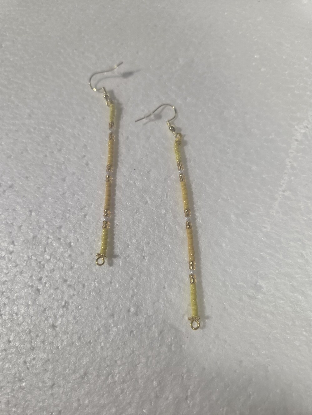 Handcrafted Yellow Seed Bead Drop Earrings - Lightweight Women’s Jewelry